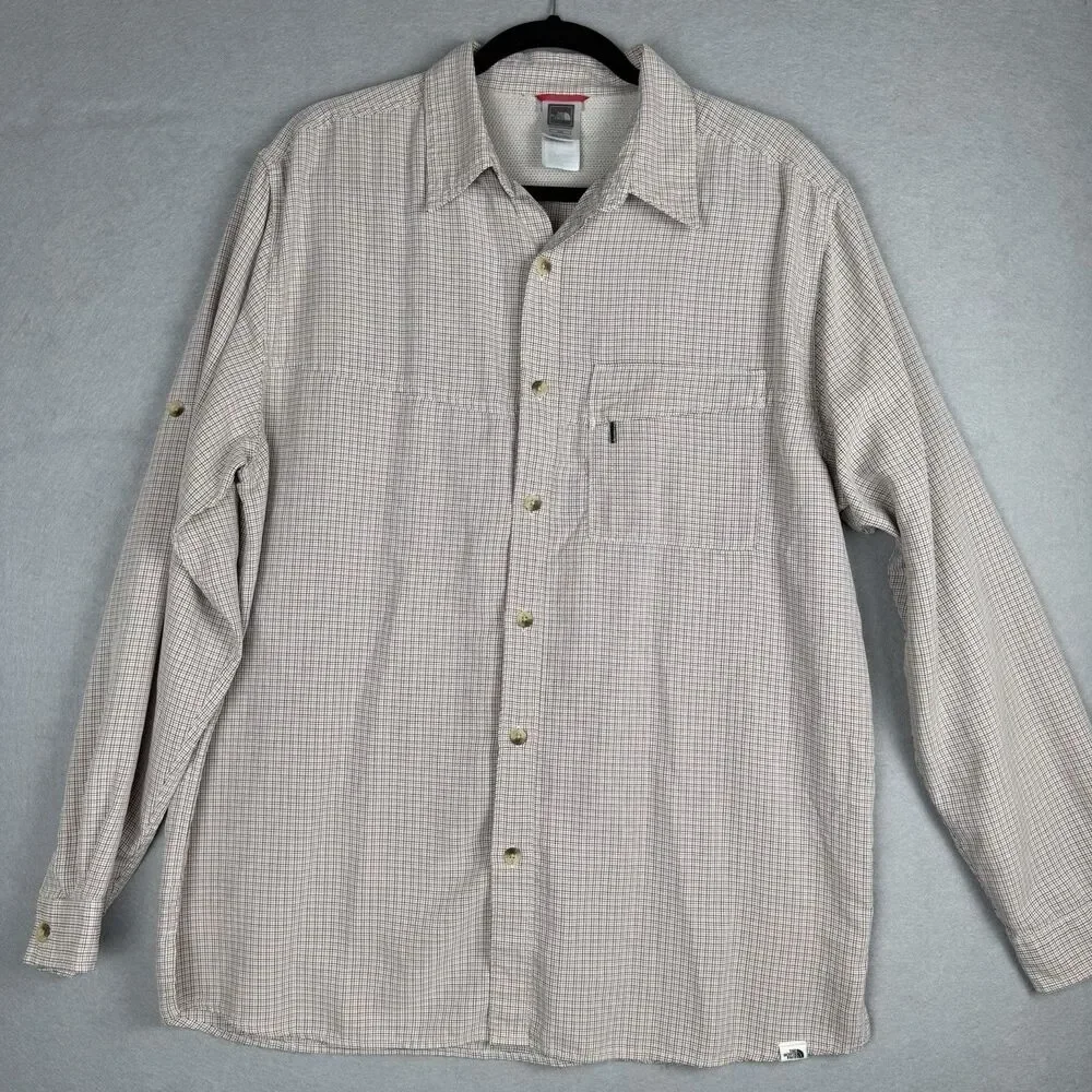 Vintage The North Face Button Plaid Long Sleeve Shirt Mens L Brown Red Gorpcore